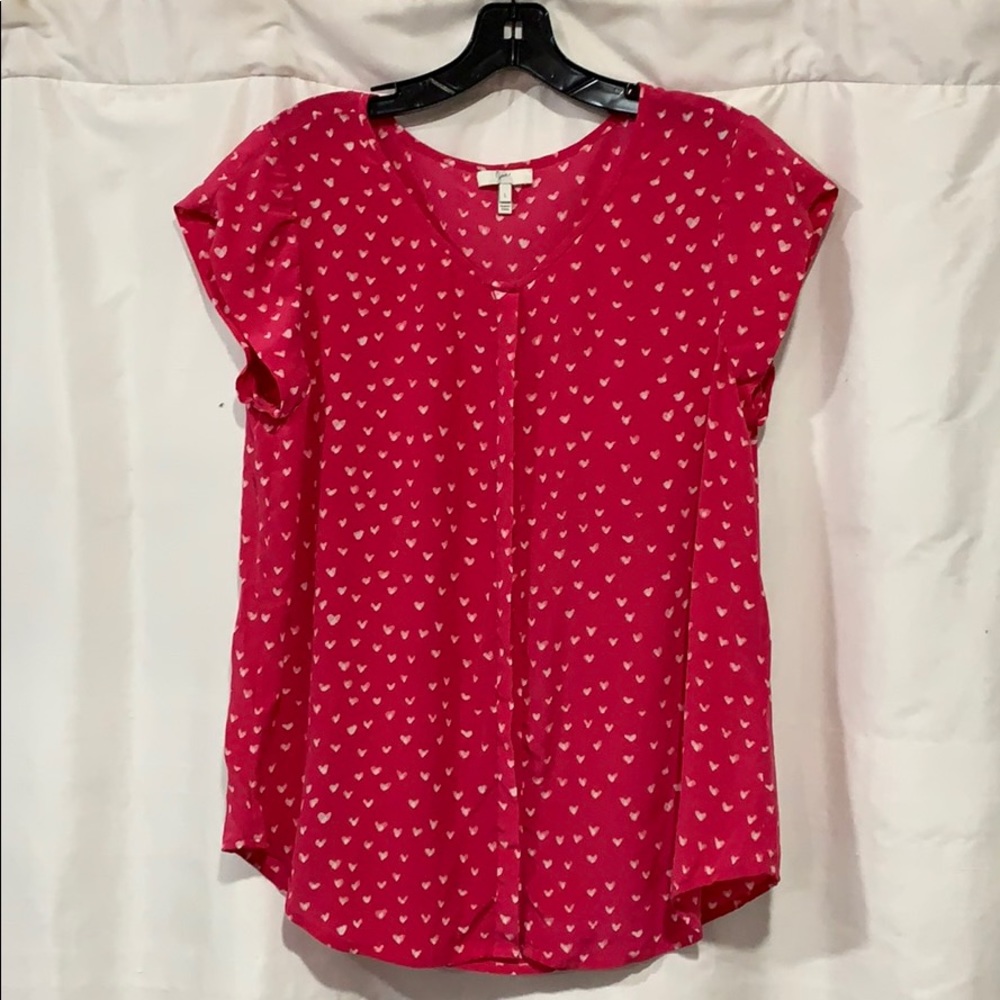 Joie pink silk heart blouse